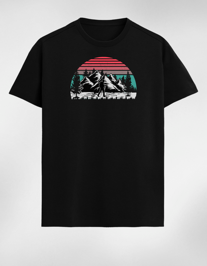 Mountain Calm – Retro Sunset Premium Tee