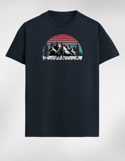 Mountain Calm – Retro Sunset Premium Tee