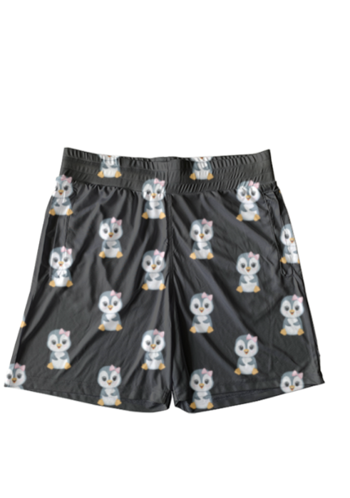 Cute Penguin Black Shorts