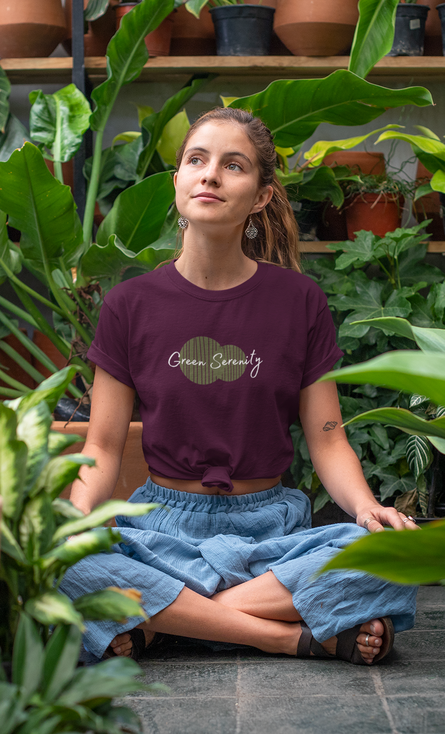 Green Serenity Minimalistic Classic Women T-Shirt