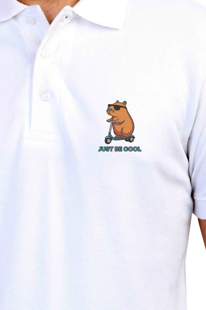 “Just Be Cool” Cotton Polo Shirt