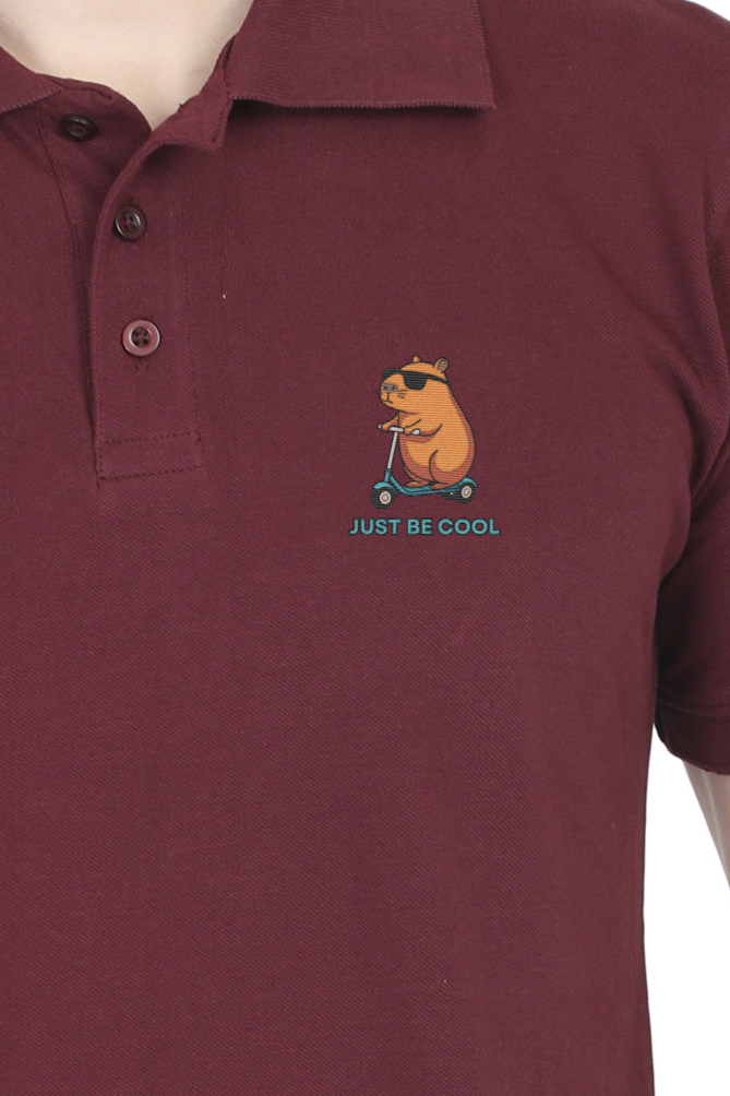“Just Be Cool” Cotton Polo Shirt