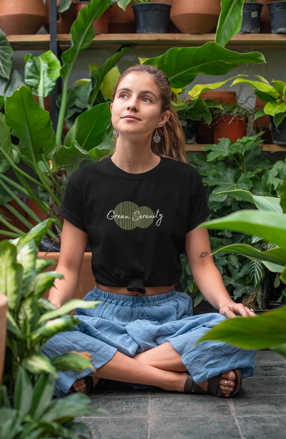 Green Serenity Minimalistic Classic Women T-Shirt