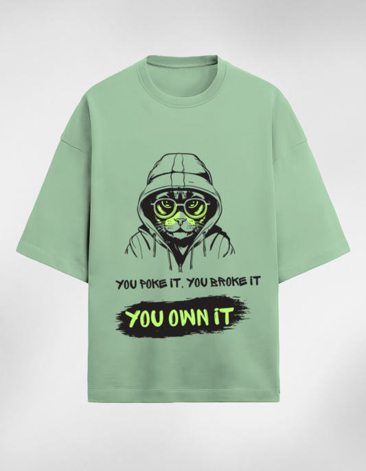 Poke It, Own It: The Oversized Cat Hoodie Tee