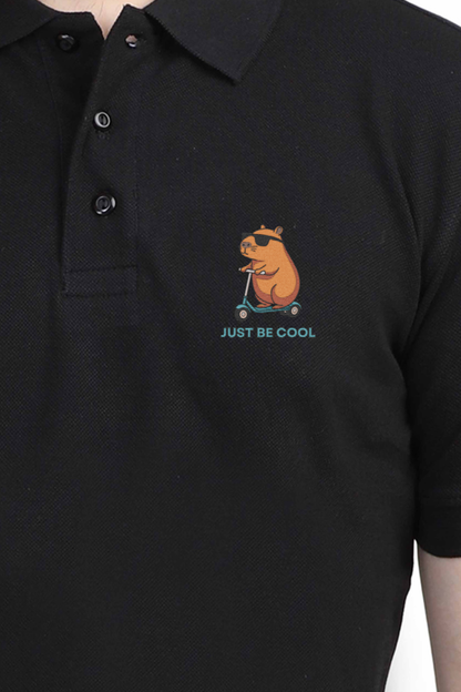 “Just Be Cool” Cotton Polo Shirt