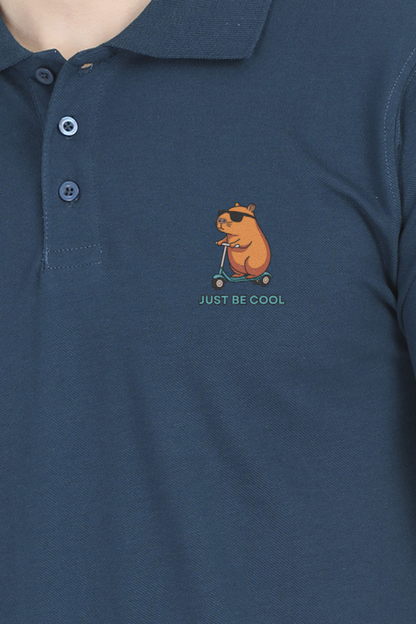 “Just Be Cool” Cotton Polo Shirt