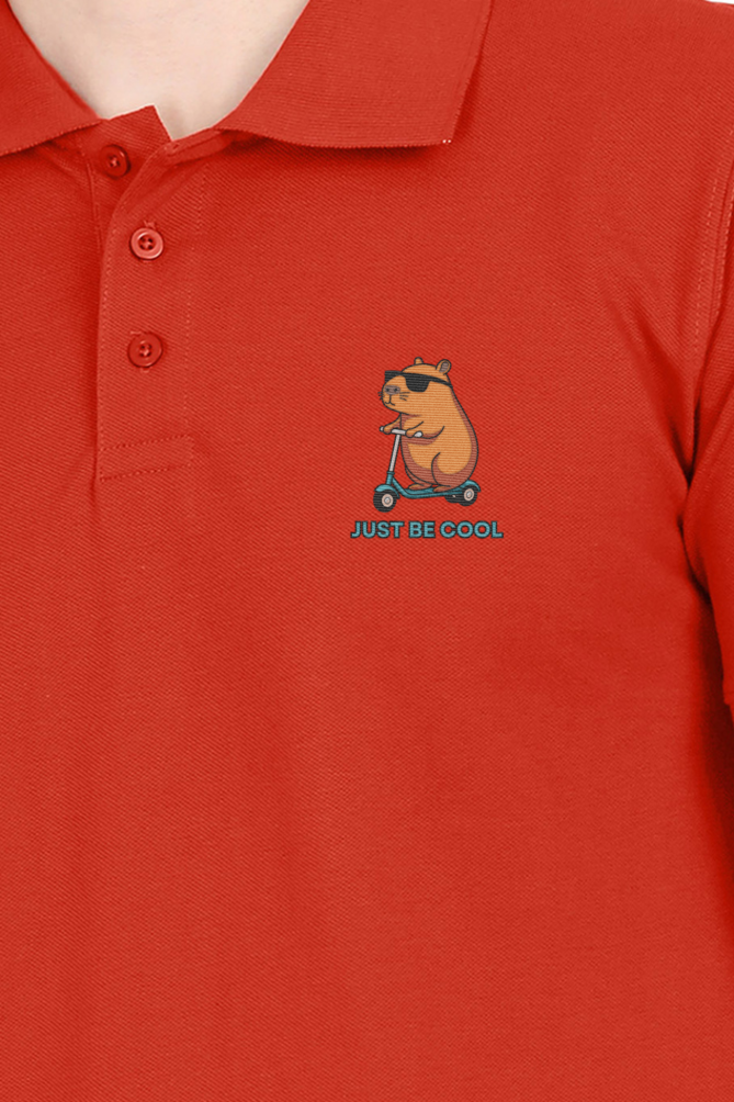 “Just Be Cool” Cotton Polo Shirt