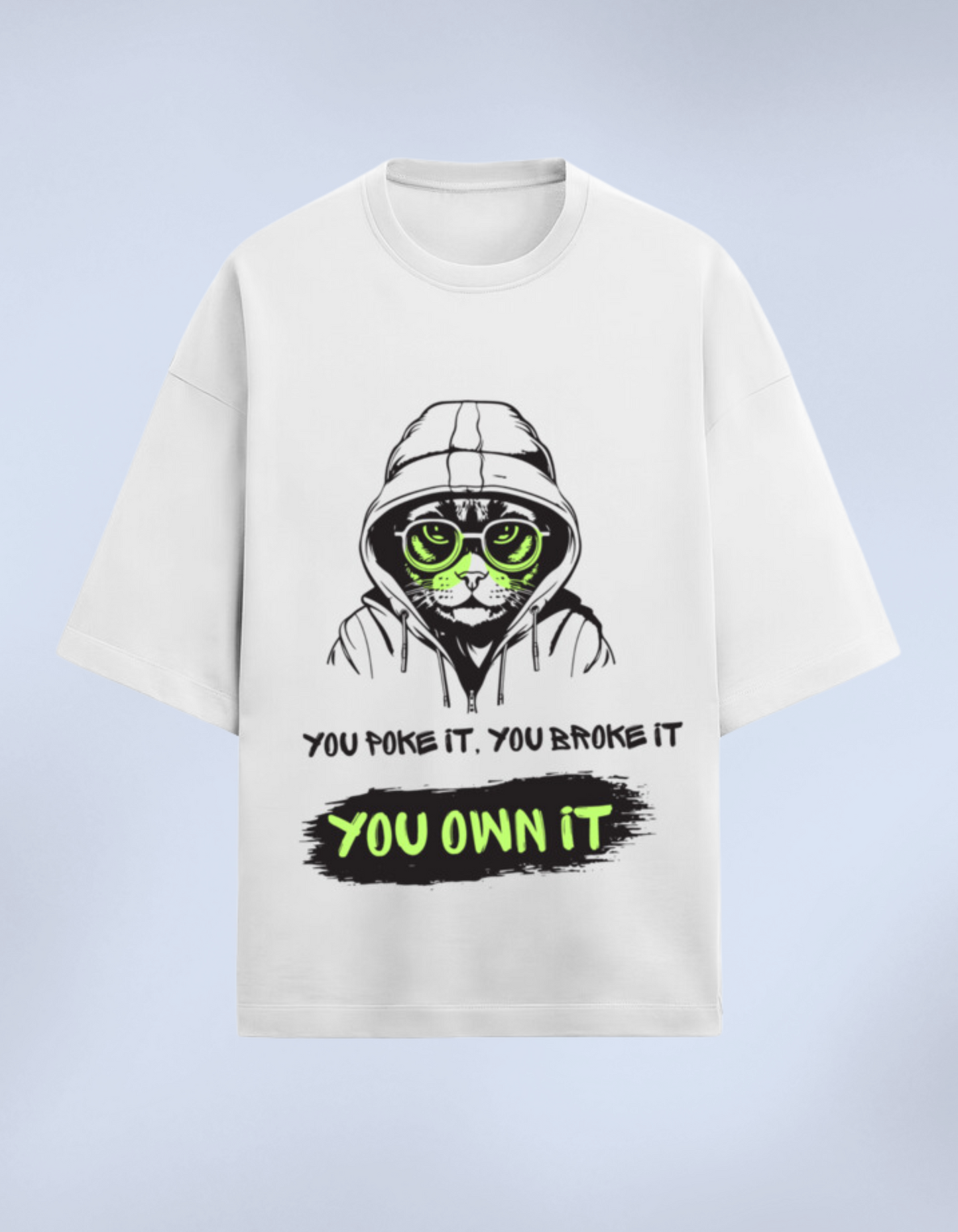 Poke It, Own It: The Oversized Cat Hoodie Tee