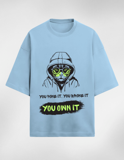 Poke It, Own It: The Oversized Cat Hoodie Tee