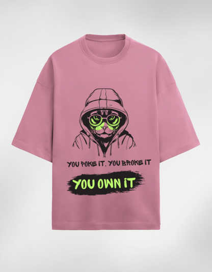 Poke It, Own It: The Oversized Cat Hoodie Tee