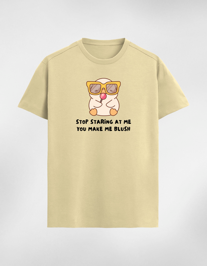 Premium Unisex Cotton T-Shirt - “Stop Staring at Me, You Make Me Blush”