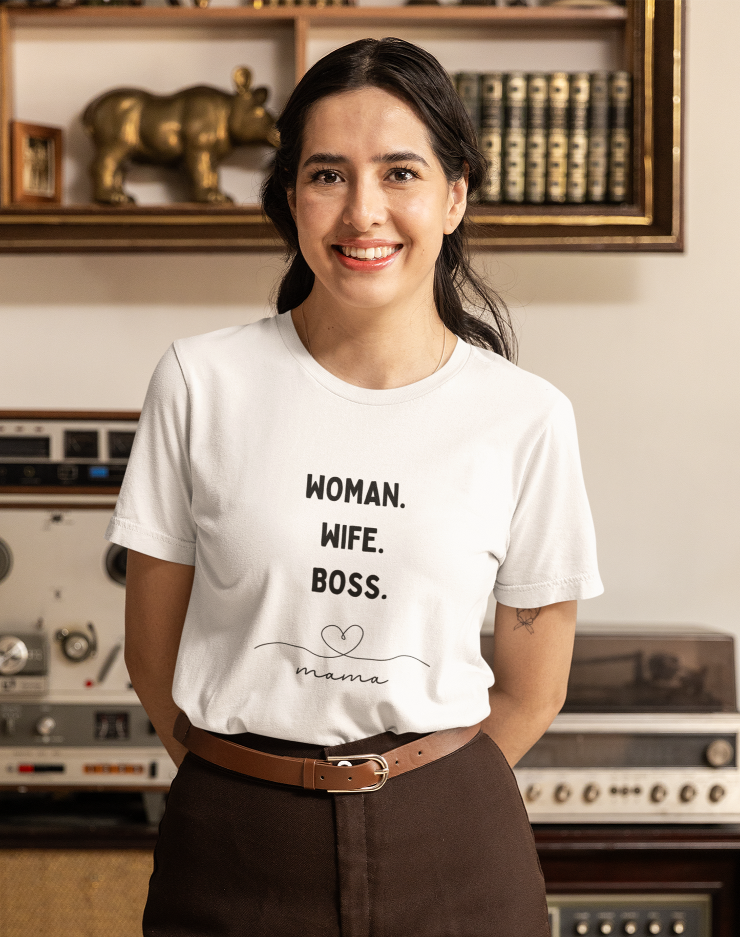 “Woman. Wife. Boss.” Unisex Premium Cotton T-Shirt