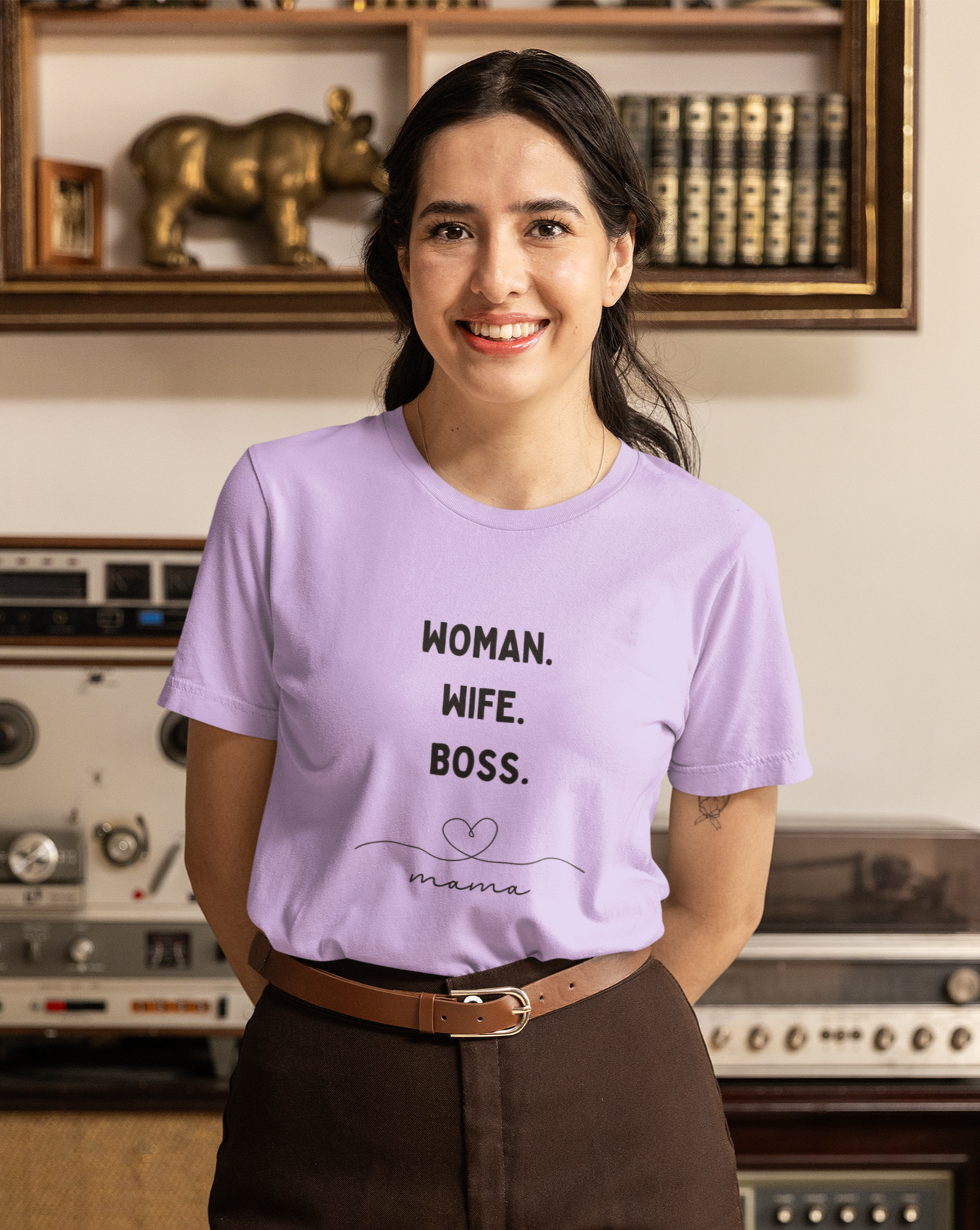 “Woman. Wife. Boss.” Unisex Premium Cotton T-Shirt