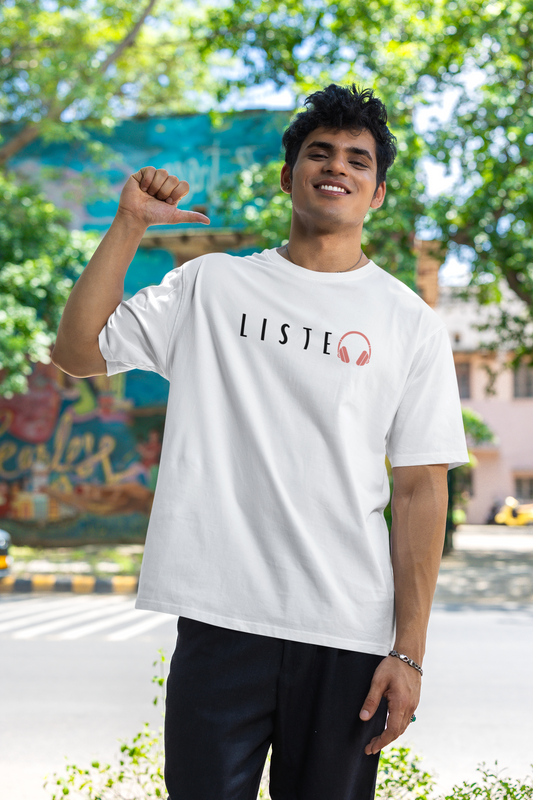 "LISTEN Mode On" Unisex White Premium Tee