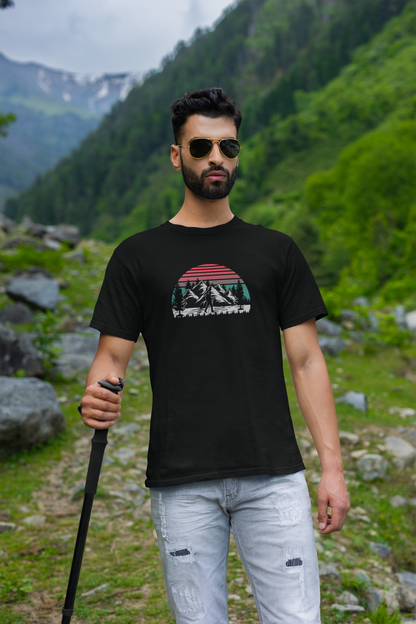 Mountain Calm – Retro Sunset Premium Tee