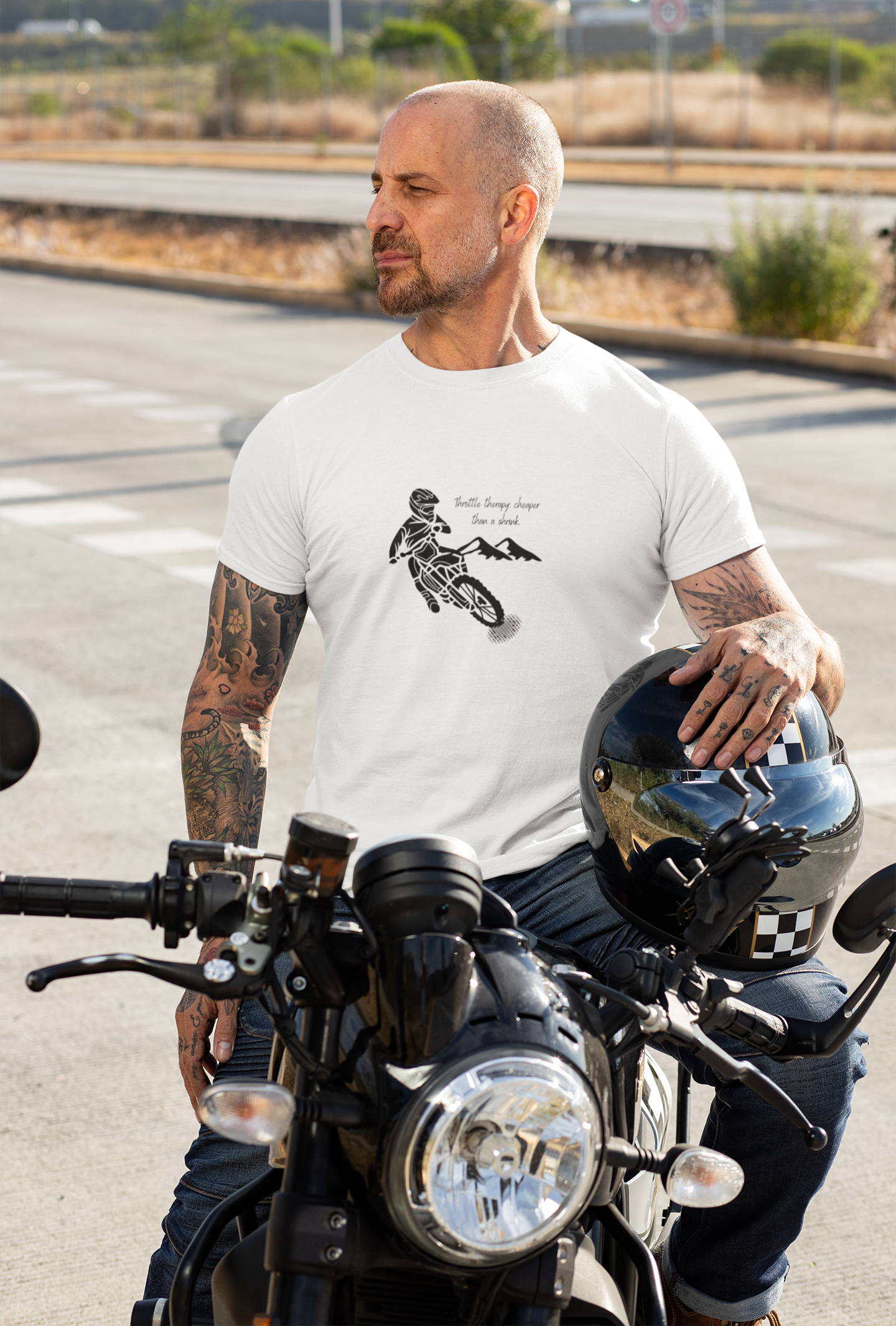"Throttle Therapy" White Adventure Premium Tee